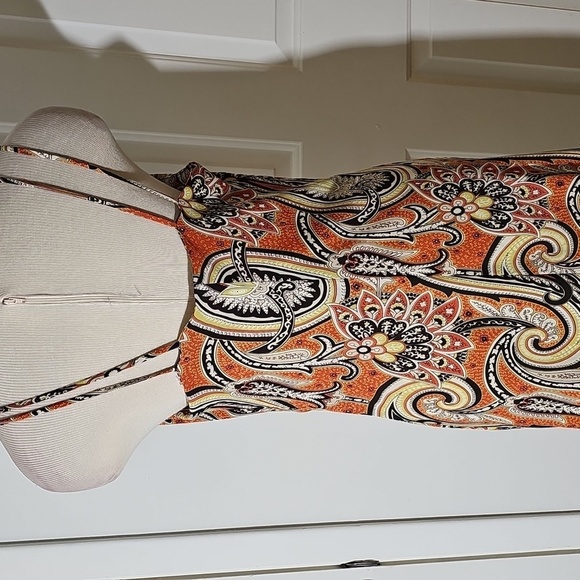 New York & Co. Vtg Y2K Paisley Print Spaghetti Strap Dress. Size 12 Cowl Neck. - Picture 6 of 7